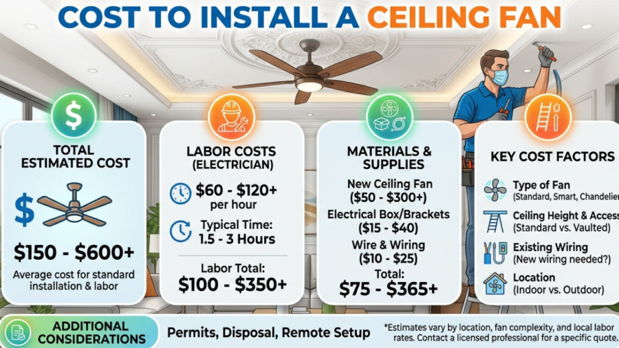 Cost to Install Ceiling Fan