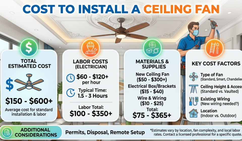 Cost to Install Ceiling Fan